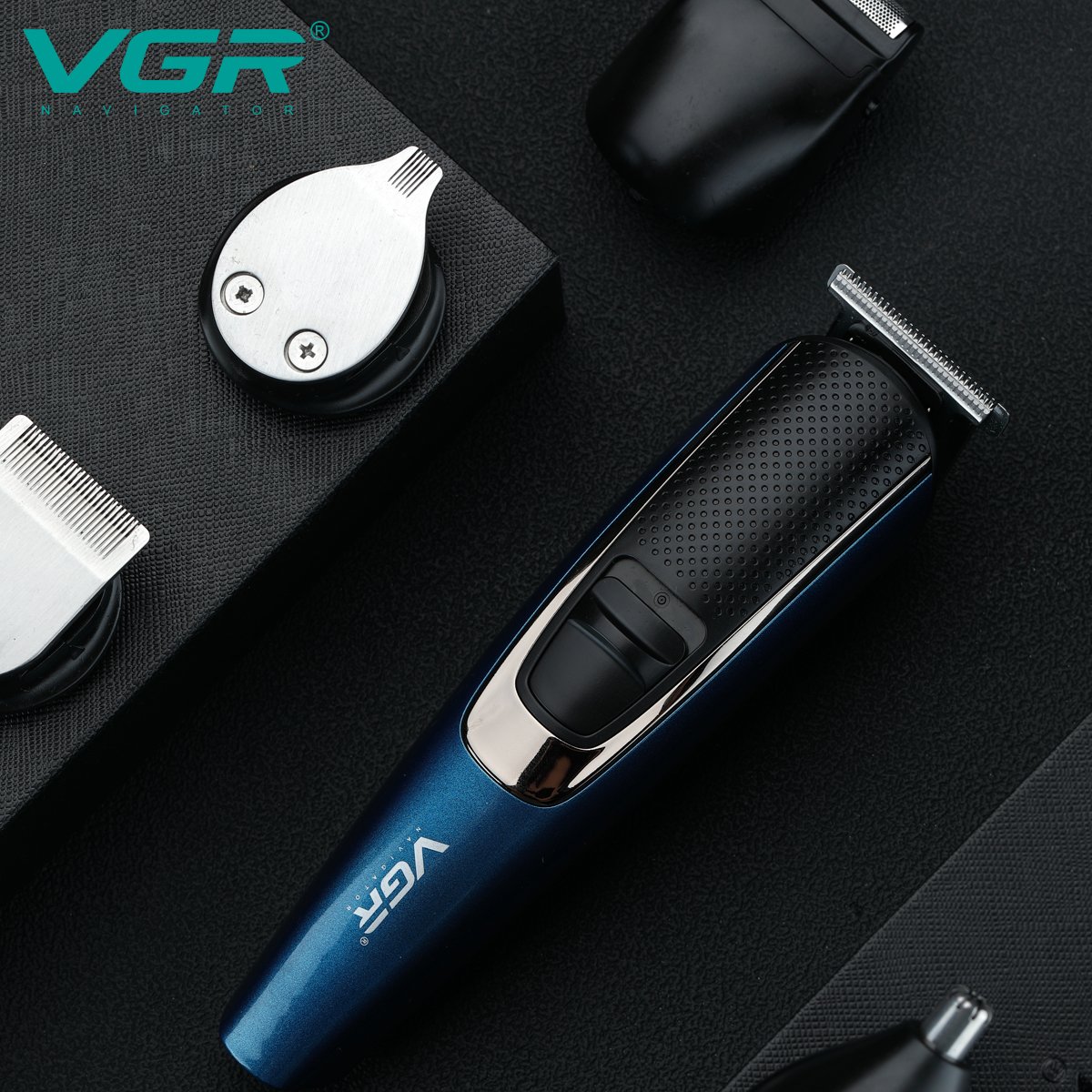 VGR® Επαγγελματική Επαναφορτιζόμενη Κουρευτική Μηχανή 10W Ρυθμιζόμενου Μήκους 1-12mm 5in1 Kit Fast Charging Hair Trimmer V-172
